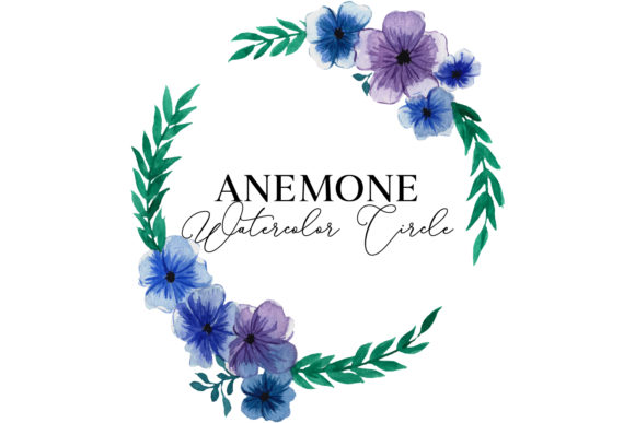 Anemone Watercolor Circle Graphics for Web Elements