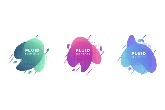 Bubble Fluid Element Banner Halftone Graphics for Web Elements