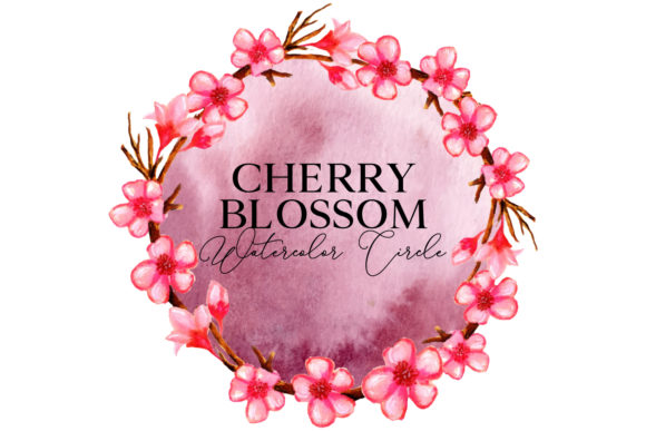 Cherry Blossom Watercolor Circle - A Versatile Graphic for Web Elements
