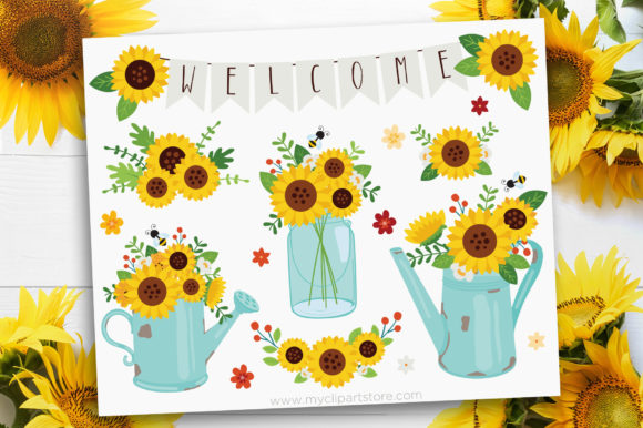 Fall Sunflowers Clipart Farm House