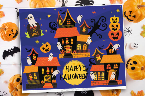 Halloween Haunted House Graphics for Digital Sellers