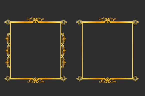 Luxury Golden Border Frame Set Design for Web Elements