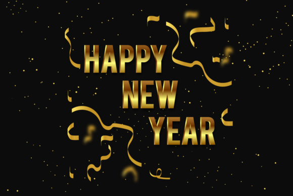 New Year Golden Confetti Illustration for Web Elements and Graphics