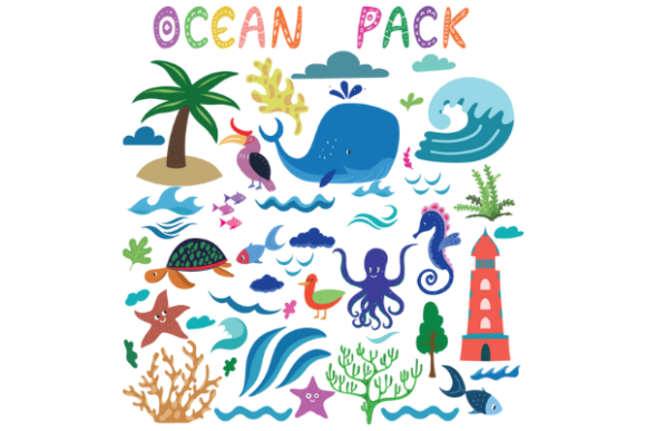 Ocean Designs Hand Drawn Graphics for Web Elements