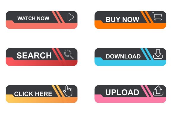 Realistic Modern Web Buttons for Web Elements and Graphics