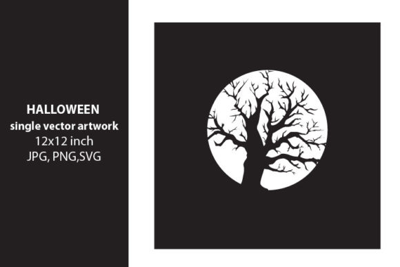 Scary Winter Tree and Full Moon Graphics