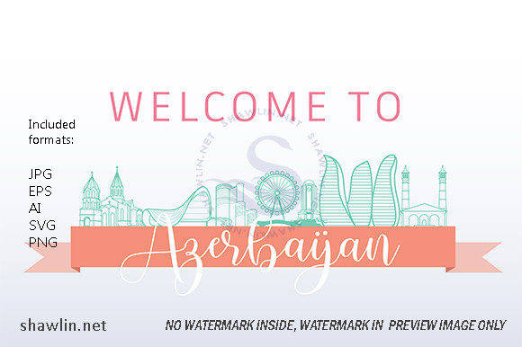 Skyline of Azerbaijan Graphics for Web Elements