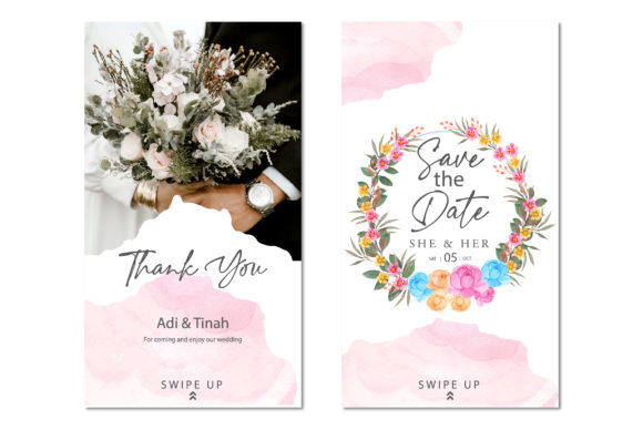 Watercolor Wedding Instagram Story Graphic Design Asset
